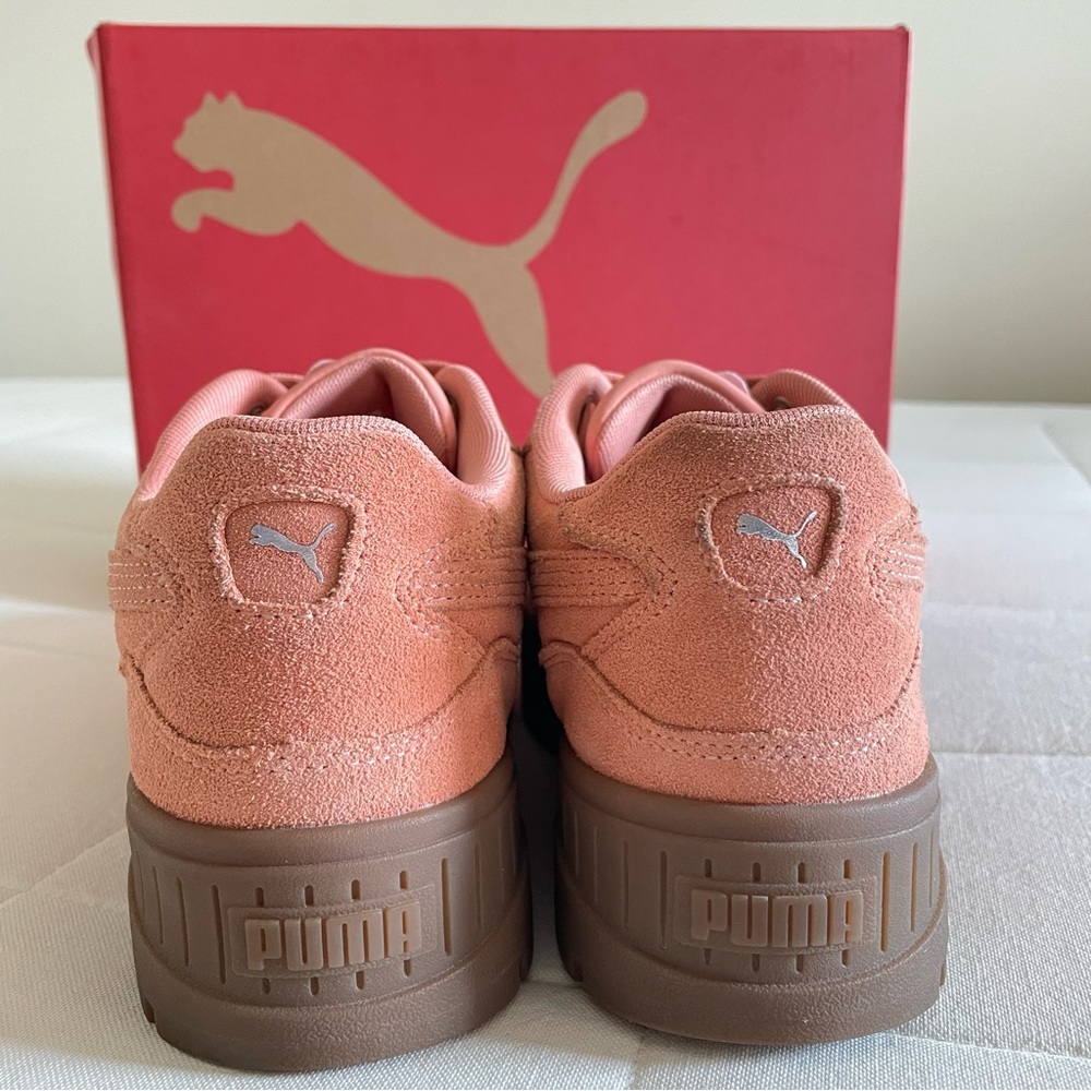 Puma Womens Coral Peach Suede Platform Karmen II Idol Sneakers, Size 10 - Picture 4 of 16